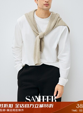 【极简CLEANFIT】舒适挺括纯棉面料 春秋廓形长袖圆领T恤 DAT976