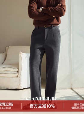 【都市亦庄亦闲】高档厚款针织羊毛 冬季松紧腰直筒休闲裤 DBL130
