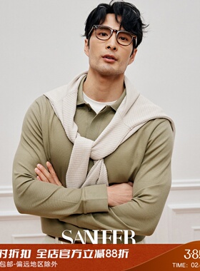 【商务时装】SUPIMA棉面料 领部绣花装饰春季翻领长袖T恤 DAT978