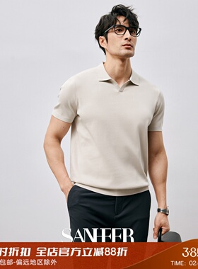 优雅意式绅士 120S长绒棉四平针法 高端男士燕子领短袖T恤 DAT941