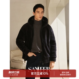 厚实防寒连帽夹克 美丽奴纯羊毛颗粒羊羔绒 DAJ404 极地北极熊