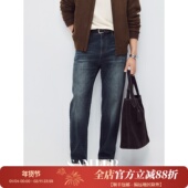 DBJ383 秋冬舒适弹力直筒牛仔裤 蓝色多瑙河 百搭手擦猫须洗水