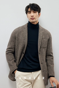 厚款 外套 冬季 人字纹羊毛双面呢 绅士 男士 休闲西装 DAS203 优雅