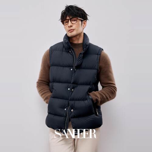 冬季白鹅绒填充重磅羽绒马甲外套