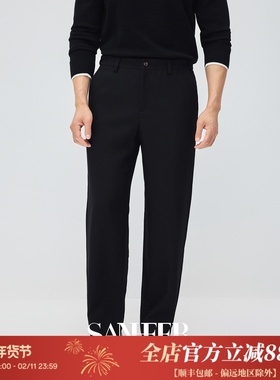 【极简生活】高档厚款羊毛面料 可调节伸缩腰直筒休闲长裤 DBL128