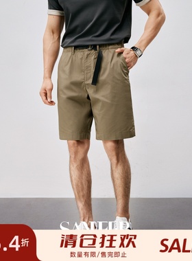夏季百搭 高档抗皱高支棉涤混纺 腰带调节休闲短裤五分裤 DBL968