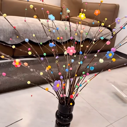 树枝粘土手工制作花树橡皮泥复活节品泡沫插枝爱心浆果家居节日装