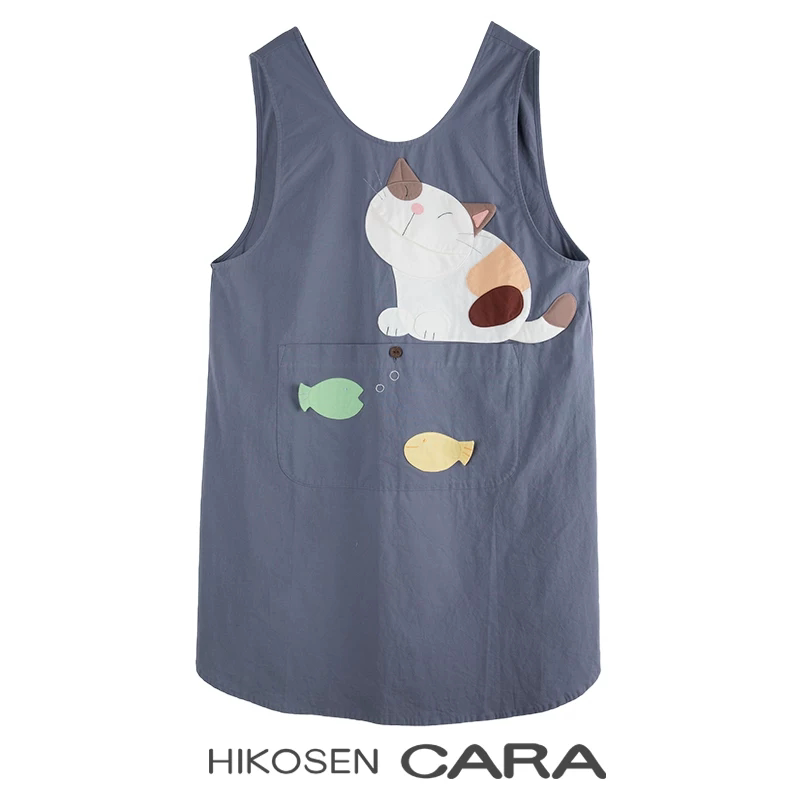 HIKOSEN CARA卡拉猫卡通猫咪围裙厨房防污家居罩衣无袖背心式裙子