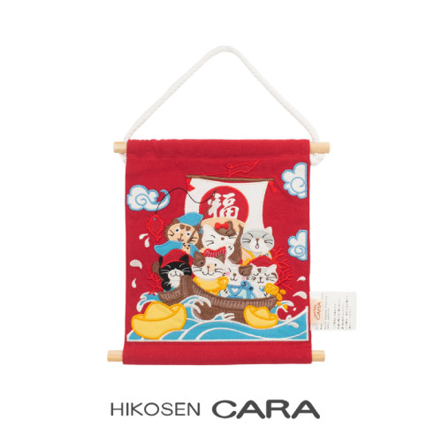 HIKOSEN CARA卡拉猫日系卡通一帆风顺猫咪帆布挂件福字布艺装饰