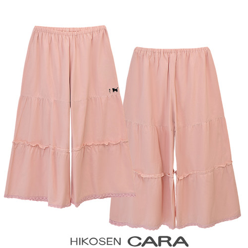 HIKOSEN CARA卡拉猫纯棉长裤设计可爱猫咪宽松百搭女裤蛋糕阔腿裤