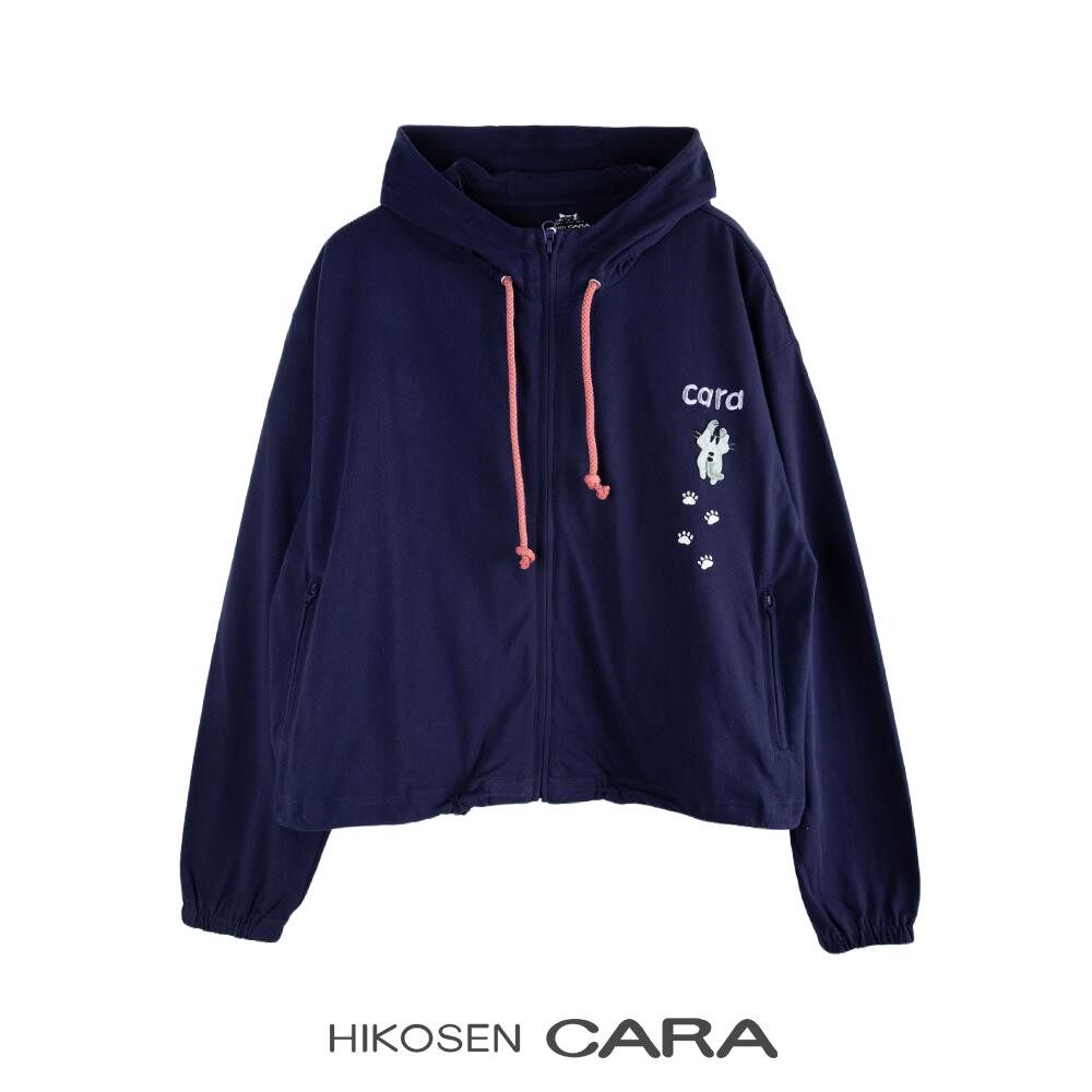 HIKOSEN CARA卡拉猫春季连帽外套拉链短款宽松女ins棉质上衣外套