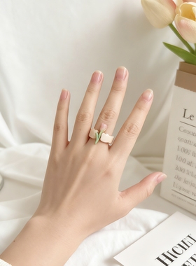 hahaha手捧花粘土戒指diy纯手工创意一朵花戒指送人情人节礼物ins