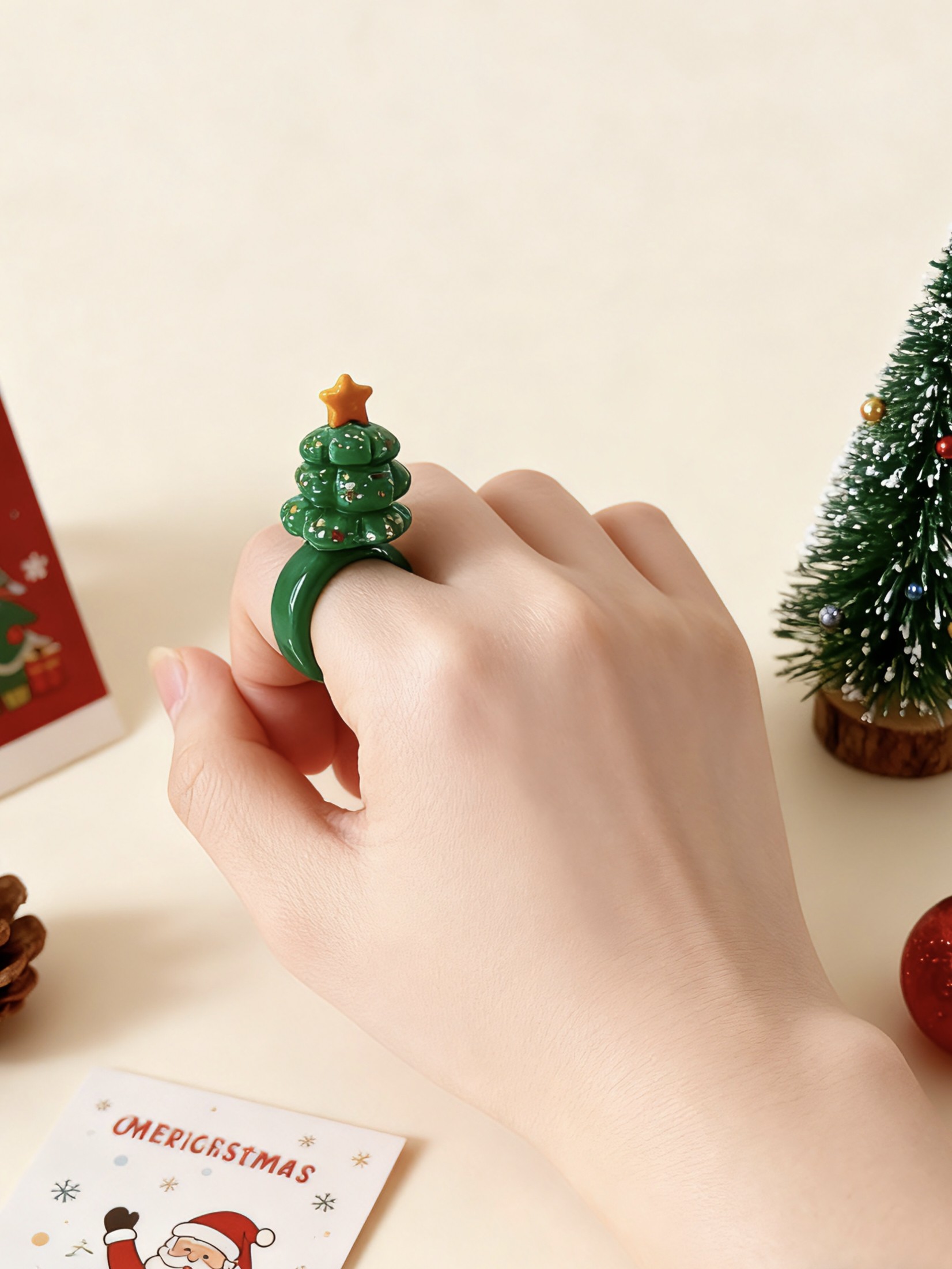 大魔王hhh石塑粘土diy圣诞苹果创意手工戒指小众可爱ins风少女心