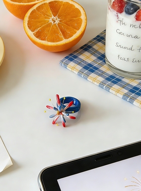 hahaha原创石塑粘土手工diy可旋转新年烟花创意戒指送闺蜜礼物