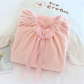 儿童秋冬海岛绒加厚长袖 长款 睡裙女童可爱保暖粉色公主浴裙家居裙