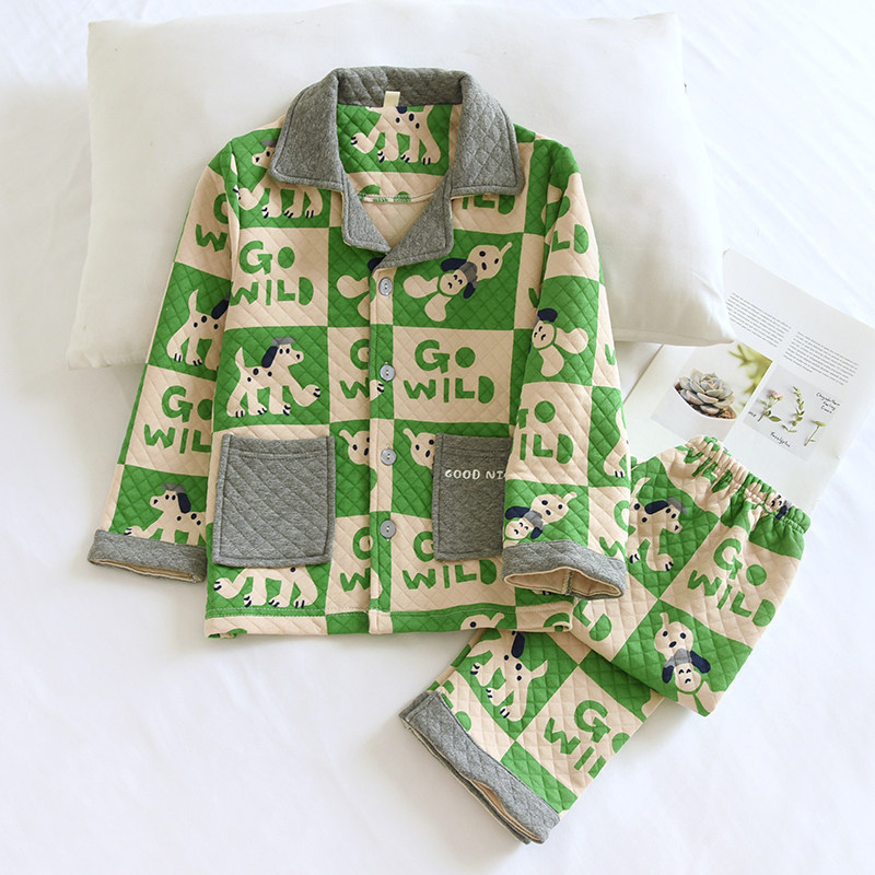 儿童秋冬全棉空气层三层保暖睡衣可爱小狗夹棉加厚纯棉男童家居服,童装/婴儿装/亲子装,家居服套装,淘宝优惠券,粉丝福利购,淘宝优惠卷