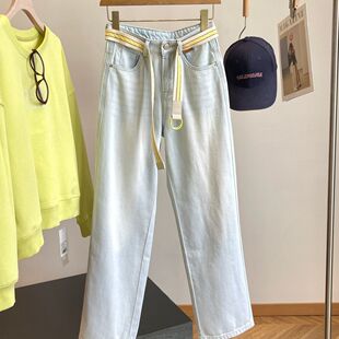 轻磅莱赛尔棉牛仔裤 懒人免烫 外贸女装尾货休闲显瘦直筒阔腿裤子