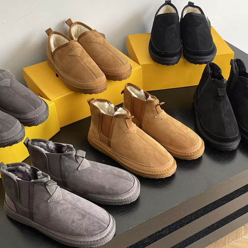 人造皮毛一体！舒服好穿外贸尾货男士加绒加厚保暖防寒防水雪地靴