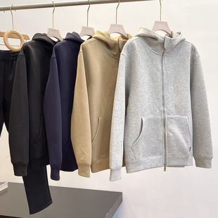 重磅大牛 尾货双开拉链连帽外套卫衣 320g五明治空气层棉外贸男装