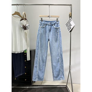 女装~重磅南法刺绣蕾丝 外贸工厂尾货春夏轻量级软牛仔拖地阔腿裤