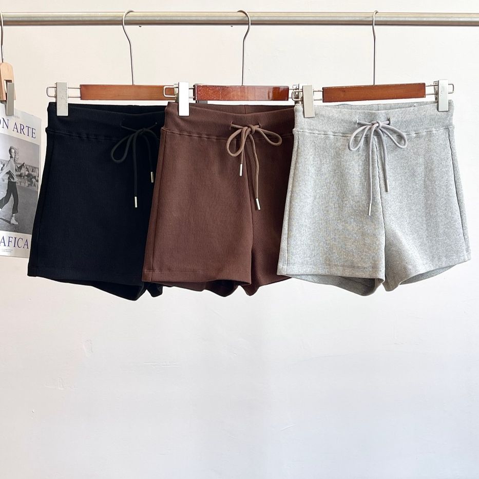 露露风~显腿长！高密罗纹不显赘肉 外贸女装工厂尾货健身休闲短裤