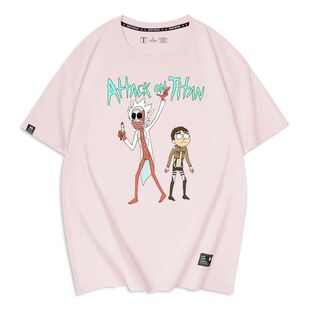 衣服夏季 T恤男装 巨人联名纯棉短袖 卡通动漫周边瑞克和莫蒂进击