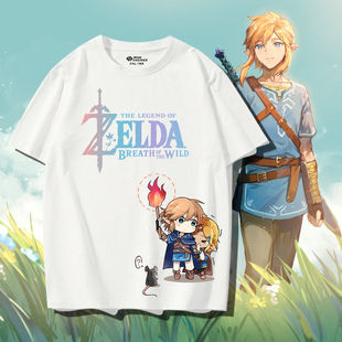 卡通游戏动漫塞尔达传说林克运动纯棉T恤衫可定制大码透气短袖t恤