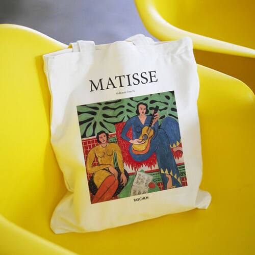犇Matisse 复古时尚大容量休闲帆布包女可重复使用文艺图案手提袋