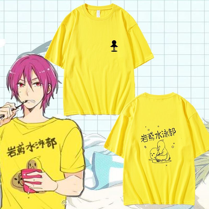Free!男子游泳俱乐部短袖衣服动漫周边cos岩鸢高校游泳部同款T恤