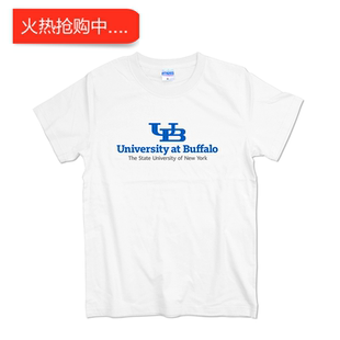 纽约州立大学水牛城校服T恤男女短袖纯棉夏季圆领情侣装文化衫T恤