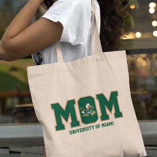 犇University of Miami Mom Tote Bag跨境潮流时尚妇女节斜挎帆布