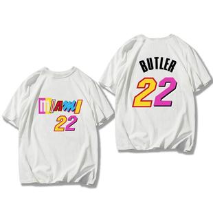 热火奥拉迪波巴特勒篮球运动纯棉宽松半袖大码透气可定制短袖T恤