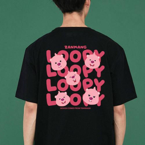 趣味卡通loopy小海狸t恤男女同款ins潮牌联名宽松短袖衣服情侣装