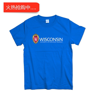 UWMadison威斯康星大学麦迪逊分校校服夏季全棉圆领印花短袖T恤