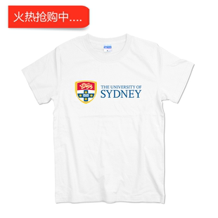 澳洲悉尼大学T恤校服短袖男女情侣纯棉圆领留学生T恤班服定制