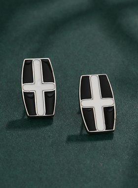 黑色方形耳坠东京卍复仇者耳饰 三谷隆长款耳环 十字架二次元耳钉