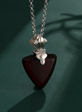 FateStay Night项链动漫远坂凛吊坠 925纯银心形红宝石首饰