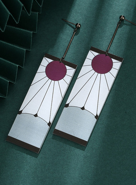 动漫鬼灭之刃耳坠耳饰二次周边灶门炭治郎同款亚克力耳环耳夹