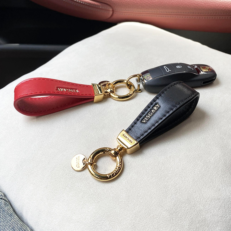 新款时尚情侣钥匙扣羊皮纯色真皮