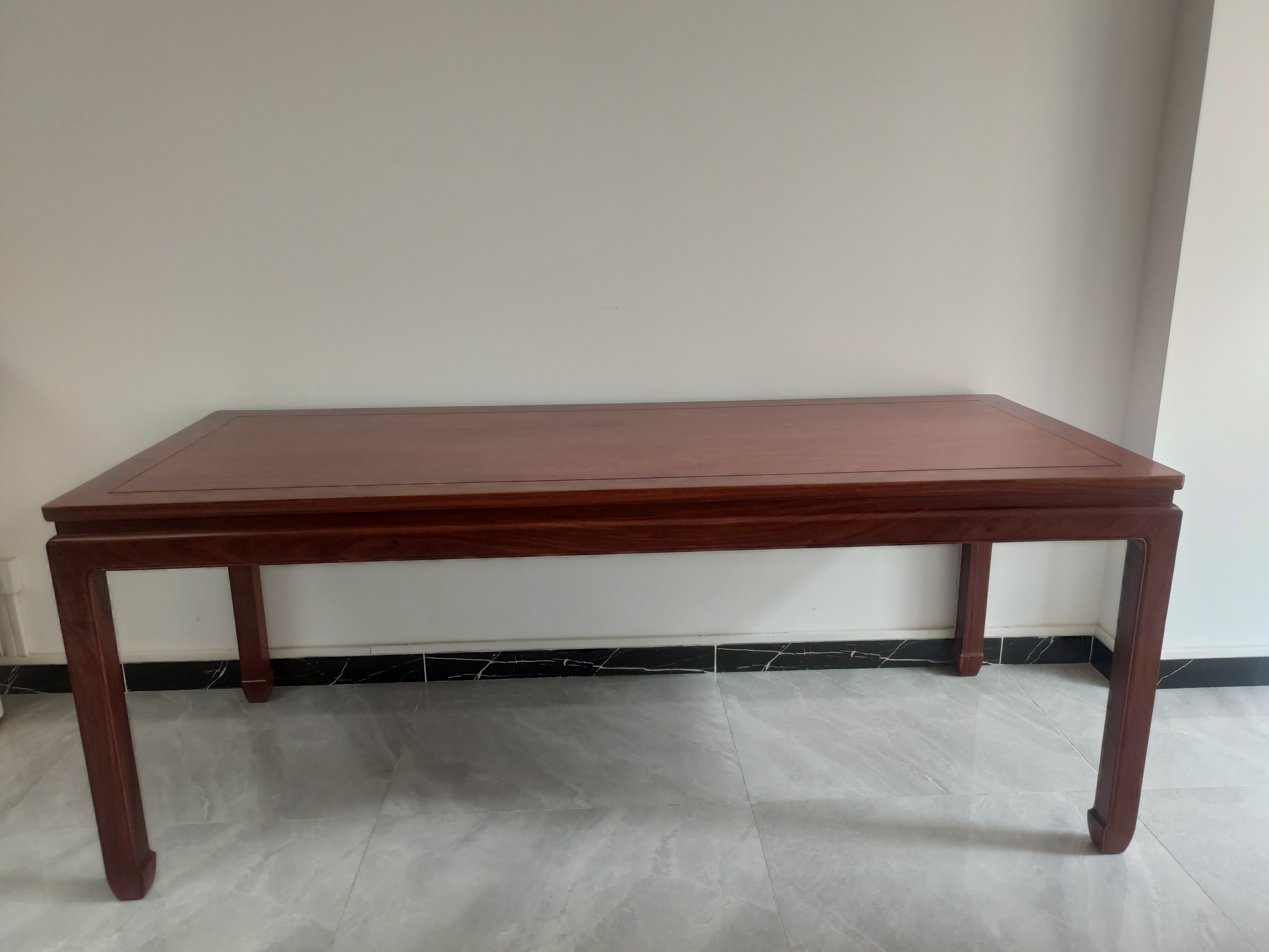 双琴对弹古琴桌红木画案马蹄腿书桌中式画案刺猬紫檀茶桌1.98米