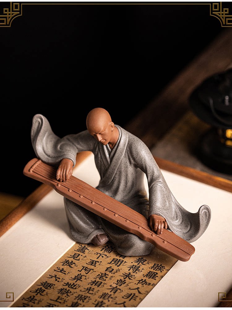 听蜀僧濬弹琴禅意古琴馆书房装饰琴桌对弹古琴摆件琴技提升座右铭