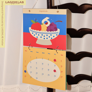 LAGOMLAB新年历2026月挂历公历农历节日少女多巴胺墙面悬挂装饰画