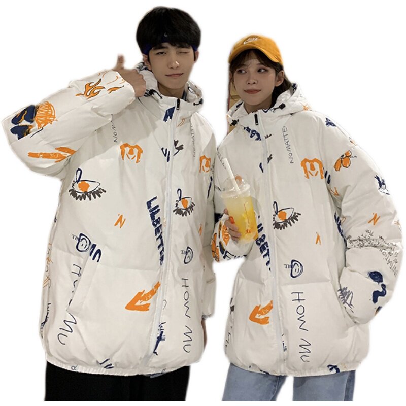 冬季新款青少年大码休闲宽松连帽情侣加厚羽绒服男YR2192P155,男装羽绒服,电商B226-2（原B217-2）