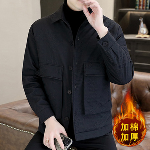2022冬季新款男士商务休闲翻领加棉夹克韩版棉衣A57图片