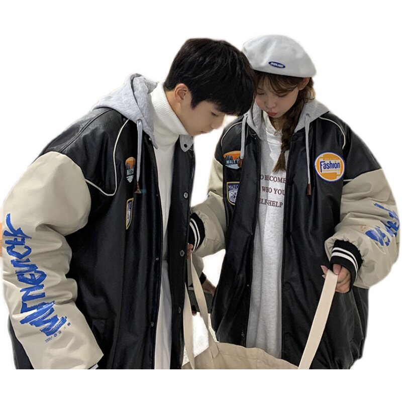 2025新款情侣休闲宽松连帽潮流皮棒球服羽绒服外套男YR2166P185,男装羽绒服,电商B226-2（原B217-2）