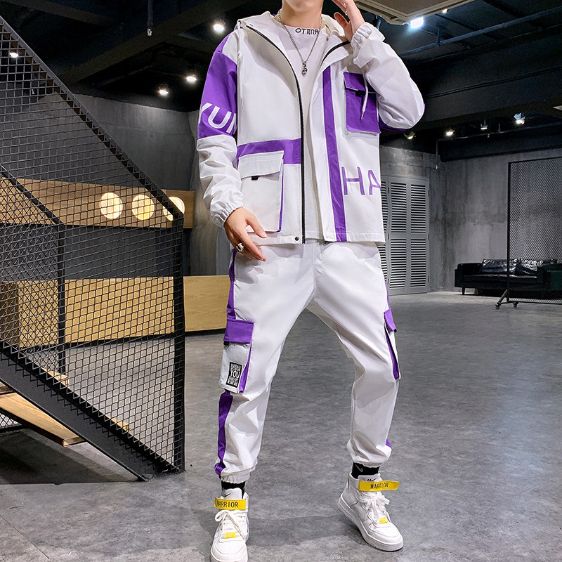 秋季男士大码宽松连帽时尚休闲工装运动套装TZ808,男装休闲套装,电商B226-2（原B217-2）