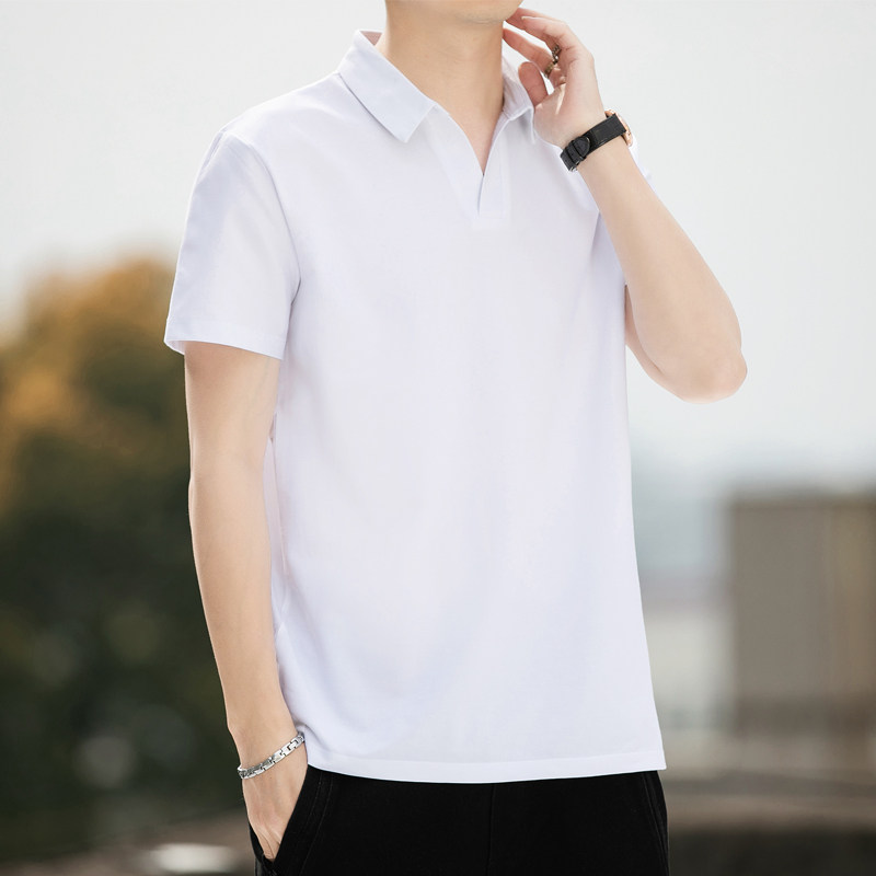 跑量款夏季男士翻领短袖T恤冰丝棉V领休闲polo衫打底上衣211P33,男装T恤,电商B226-2（原B217-2）