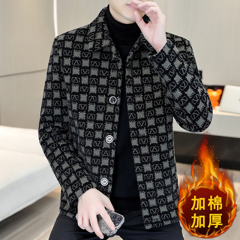抖音直播新款冬季主推毛呢大衣短款翻领加棉夹克外套男A73P140,男装夹克,电商B226-2（原B217-2）