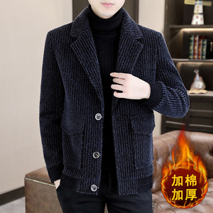 抖音直播男士商务休闲加棉夹克毛呢大衣短款外套A60图片