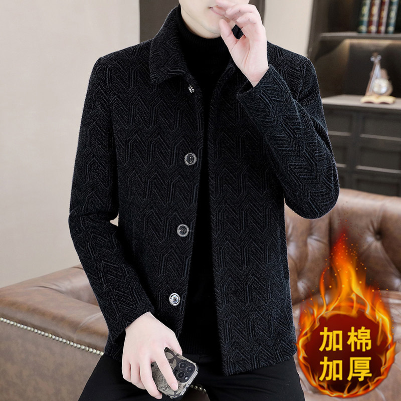 冬季新款直播加棉翻领加厚夹克毛呢大衣短款外套A72P140,男装夹克,电商B226-2（原B217-2）